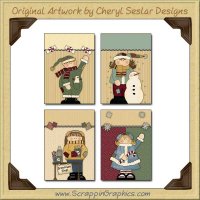 Whimsical Winter Kids Cards Sampler Printable Download