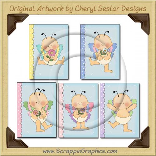 Butterfly Baby Card Sampler Collection Printable Craft Download