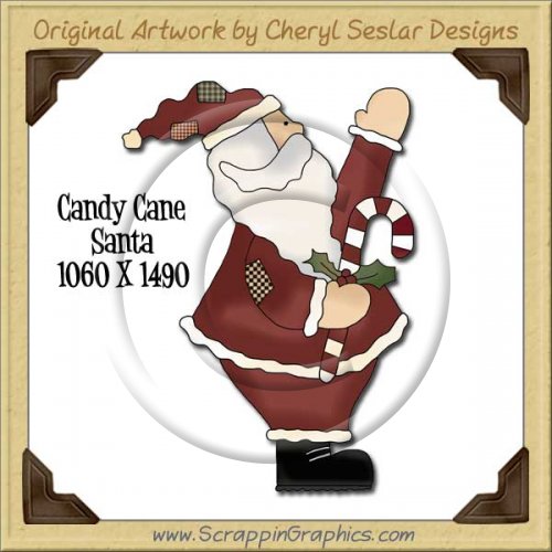 Candy Cane Santa Single Graphics Clip Art Download