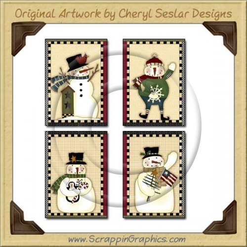 Snow Folk Cards Sampler Collection Printable Craft Download