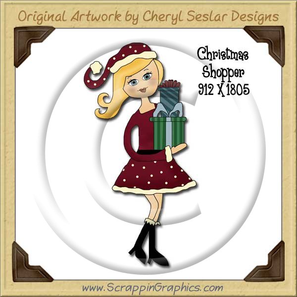 Christmas Shopper Single Graphics Clip Art Download - Click Image to Close