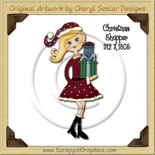 Christmas Shopper Single Graphics Clip Art Download