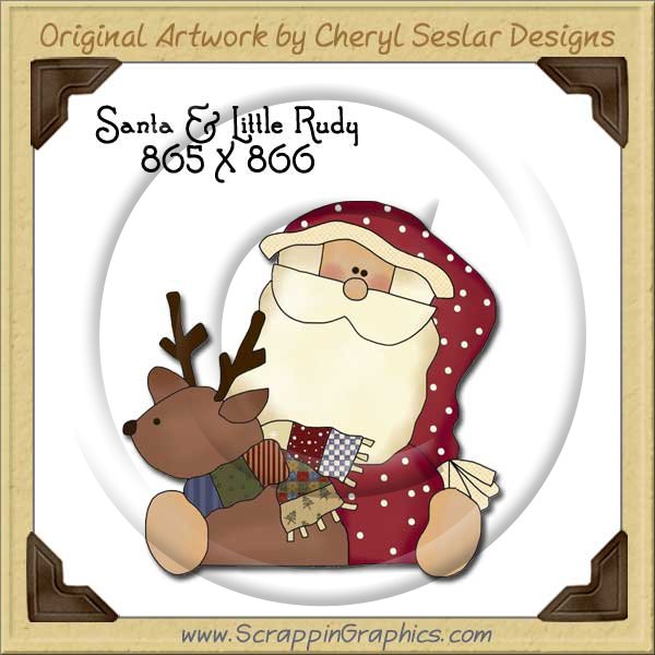 Santa & Little Rudy Single Graphics Clip Art Download - Click Image to Close