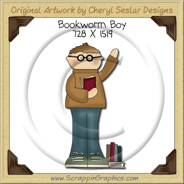 Bookworm Boy Single Clip Art Graphic Download - Click Image to Close