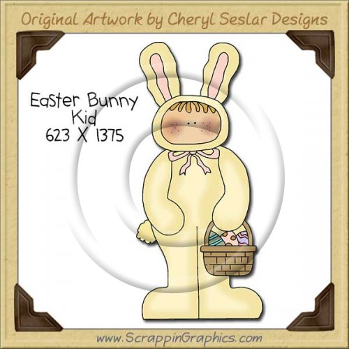 Easter Bunny Kid Single Clip Art Graphic Download