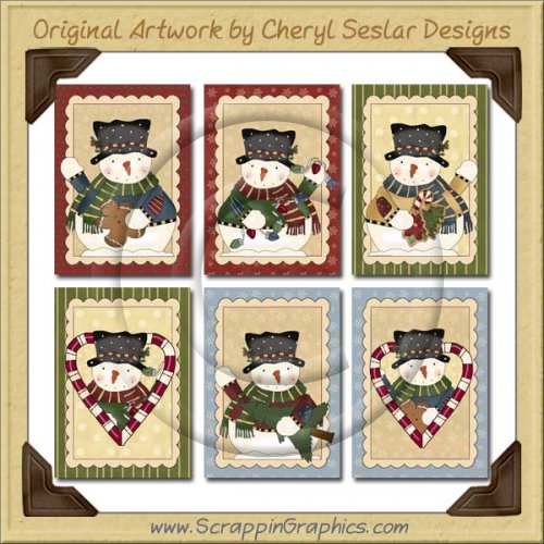 Christmas Snowman Cards Collection Printable Craft Download