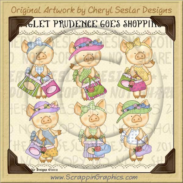 Piglet Prudence Goes Shopping Limited Pro Clip Art Graphics - Click Image to Close