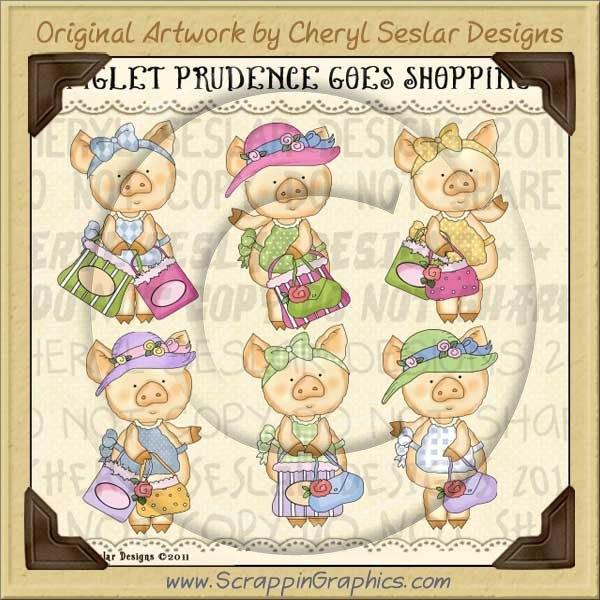 Piglet Prudence Goes Shopping Limited Pro Clip Art Graphics - Click Image to Close