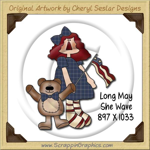 Long May She Wave Single Graphics Clip Art Download - Click Image to Close