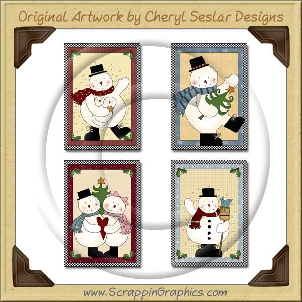 Fat Little Snowman Cards Sampler Printable Craft Download - Click Image to Close