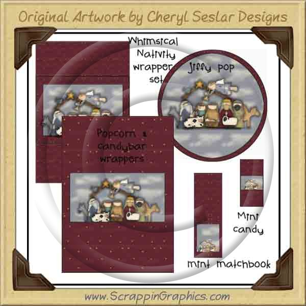 Whimsical Nativity Wrapper Set Printable Craft Collection Graphi - Click Image to Close