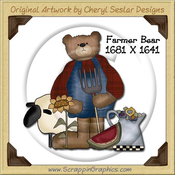 Farmer Bear Single Graphics Clip Art Download - Click Image to Close
