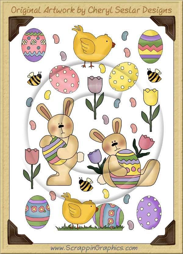 Reseller - Easter Wishes Sticker Page Clip Art Graphics - Click Image to Close
