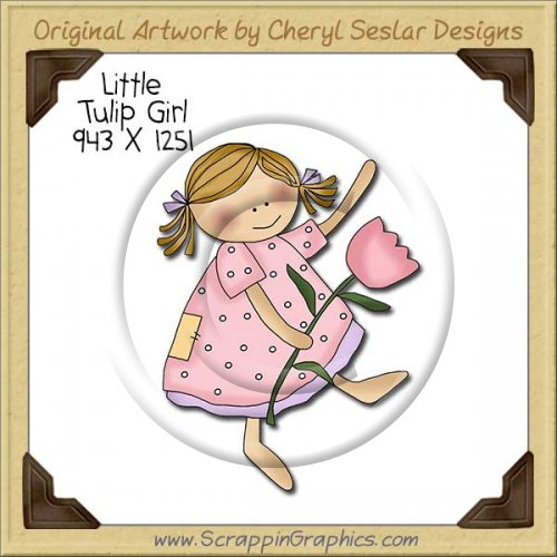 Little Tulip Girl Single Clip Art Graphic Download