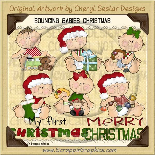 Bouncing Babies Christmas Limited Pro Clip Art Graphics - Click Image to Close