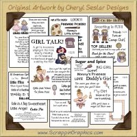 Reseller - Girl Talk Sentiments Transparency Sheets Clip Art Graphics