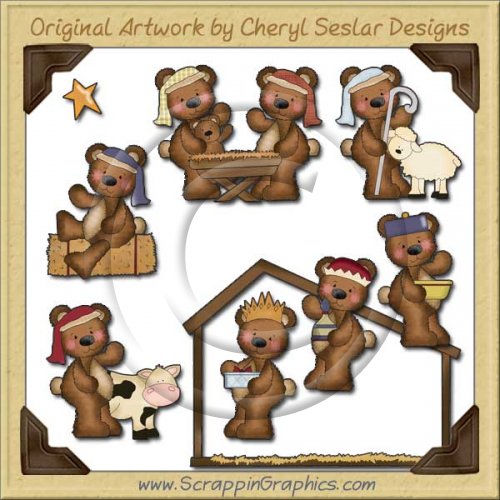 Raggedy Bears Nativity Graphics Clip Art Download