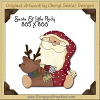Santa & Little Rudy Single Graphics Clip Art Download