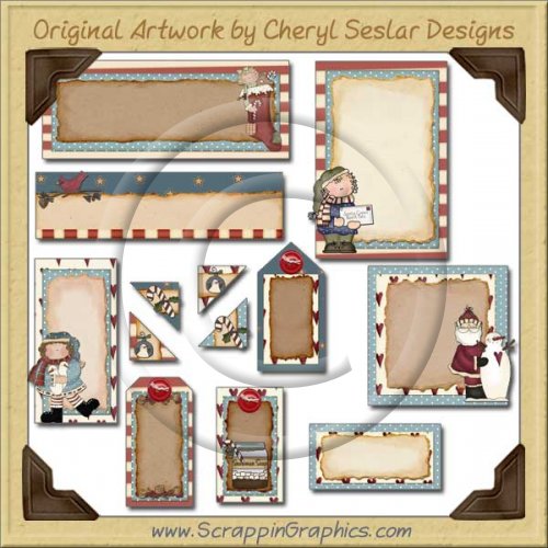 It's Christmas Journaling Delights Digital Scrapbooking Graphics Clip Art Download