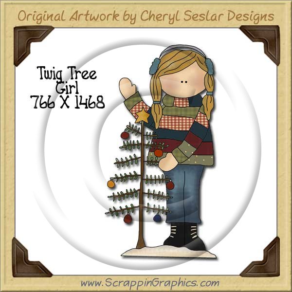 Twig Tree Girl Single Graphics Clip Art Download - Click Image to Close