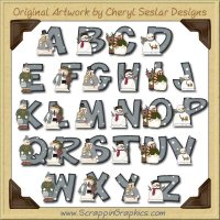 Snow People Alphabet & Numbers Clip Art Download
