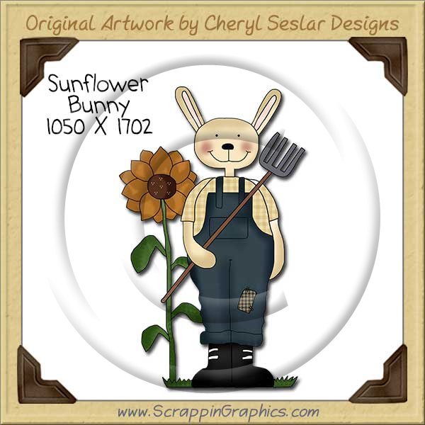 Sunflower Bunny Single Clip Art Graphic Download - Click Image to Close
