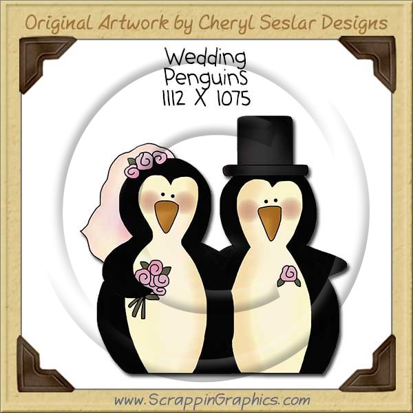 Wedding Penguins Single Clip Art Graphic Download - Click Image to Close