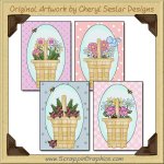 Flower Basket Card Sampler Collection Printable Craft Download