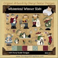 Whimsical Winter Kids Clip Art Graphics Collection
