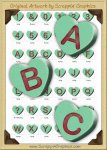 3D Green Conversation Hearts Letters & Numbers Clip Art Graphics