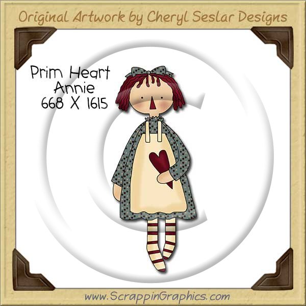 Prim Heart Annie Single Clip Art Graphic Download - Click Image to Close