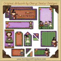 Halloween Gals Journaling Delights Digital Scrapbooking Graphics Clip Art Download