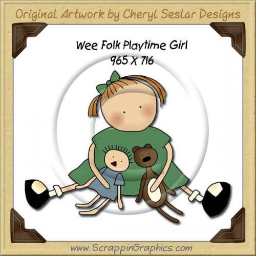 Wee Folk Playtime Girl Single Graphics Clip Art Download