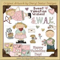 Sweet Valentine Wishes Clip Art & Printable Craft Graphics Collection