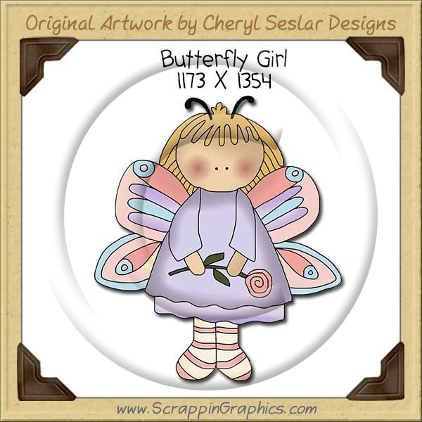 Butterfly Girl Single Clip Art Graphic Download - Click Image to Close