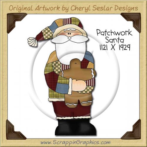 Patchwork Santa Single Clip Art Graphic Download