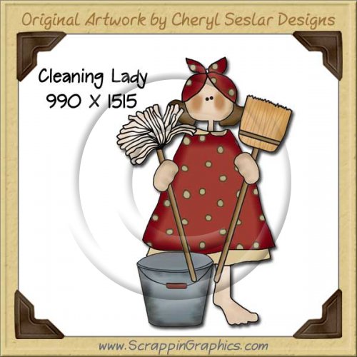 Cleaning Lady Single Graphics Clip Art Download