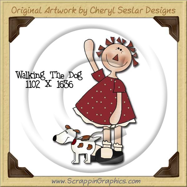 Walking The Dog Single Graphics Clip Art Download - Click Image to Close