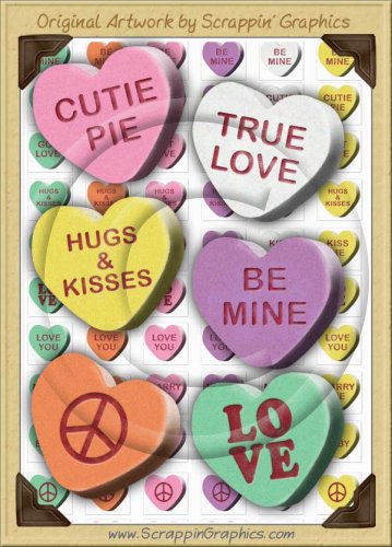 3D Conversation Hearts Sediments Clip Art Graphics