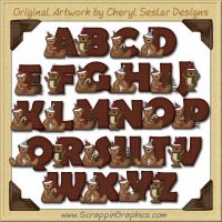 Beary Christmas Alphabet & Numbers Clip Art Graphics