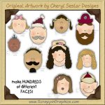 Family Faces Graphics Clip Art Collection