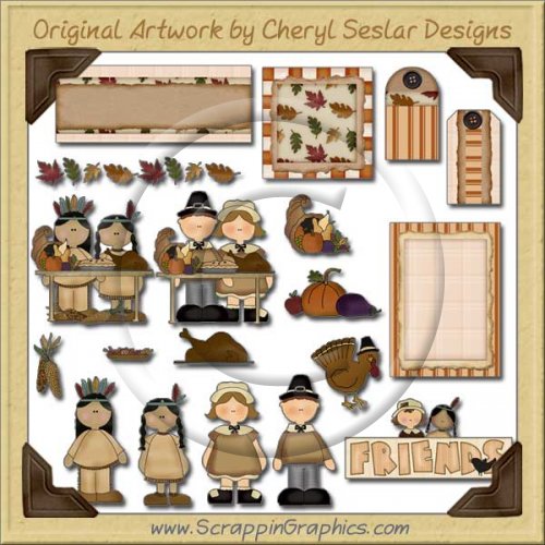 Thanksgiving Friends Journaling Delights Digital Scrapbooking Graphics Clip Art Download