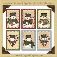 Christmas Snowman Cards Collection Printable Craft Download