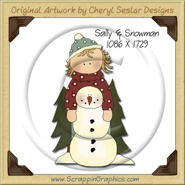 Sally & Snowman Single Graphics Clip Art Download - Click Image to Close