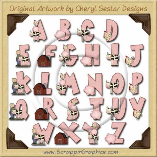 Farm Life Alphabet & Numbers Clip Art Download