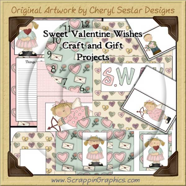 Sweet Valentine Wishes Clip Art & Printable Craft Graphics Collection - Click Image to Close