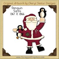 Penguin Santa Single Clip Art Graphic Download