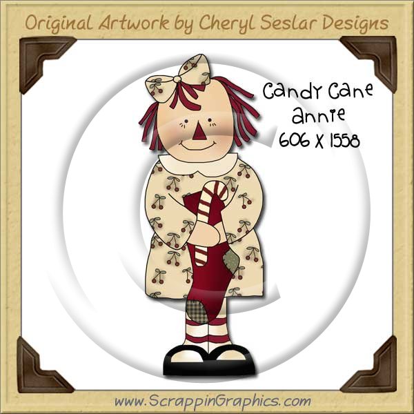 Candy Cane Raggedy Single Graphics Clip Art Download - Click Image to Close