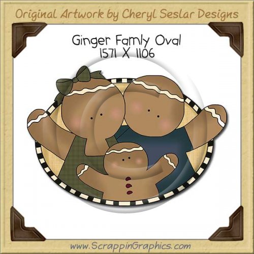 Ginger Famly Oval Single Clip Art Graphic Download