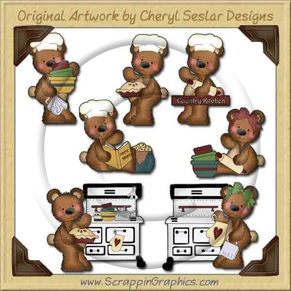 Raggedy Bears Country Kitchen Graphics Clip Art Download - Click Image to Close